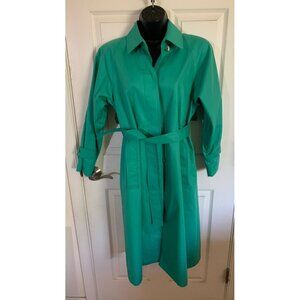 London Fog Green Long Trench Coat Print lining Size 4P